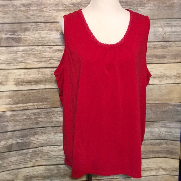 suprema Tops - $5 SALE!! Red tank with lace trim